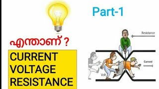 What is current, voltage, resistance malayalam