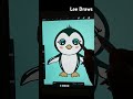 simple easy cute kawaii penguin wings and eyes blinking cartoon character animation in procreate