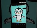 simple easy cute kawaii penguin wings and eyes blinking cartoon character animation in procreate