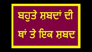 ਬਹੁਤੇ ਸ਼ਬਦਾਂ ਦੀ ਥਾਂ ਇੱਕ ਸ਼ਬਦ || BY RASHPAL KAUR || EASY LEARNING || LMBP ||