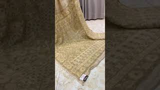 Veersons Chikankari Pure Silk Hand-Embroidered Saree with Blouse Lucknowi Chikankari