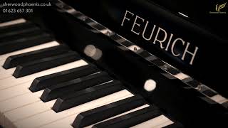 Feurich 125 Design Black Upright Piano Chrome Fittings | Comparison Demonstration Sherwood Phoenix