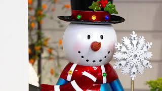 Kringle Express Oversized Metal Illuminated Snowman Figure with Scarf on QVC