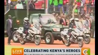 President Uhuru arriving at Mashujaa Day celebrations