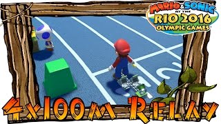 Mario and Sonic at the Rio 2016 Olympic Games Wii U - 4x 100m Relay (All Characters Gameplay)
