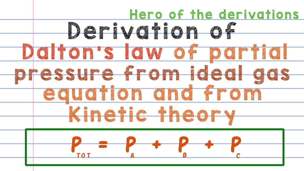 Derivation Of Dalton's Law Of Partial Pressure From Ideal Gas Equation ...