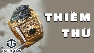 Tahi 2787 - Nhẫn nam vàng 18k đá saphia cóc thiền thừ | TahiGems - Tahi Phạm