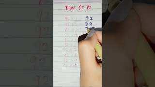 🤔Table of 92 *write in 30secs / trick to learn \u0026 memorize😱🔥 #viral #maths