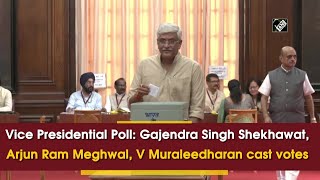 Vice Presidential Poll: Gajendra Singh Shekhawat, Arjun Ram Meghwal, V Muraleedharan cast votes