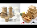 Disposable Biodegradable Kraft Paper Soup Salad Bowl with Lid