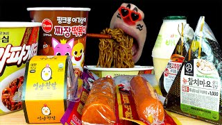 MUKBANG Convenience store Food Tteokbokki & Noodle ASMR EATING REAL SOUNDS