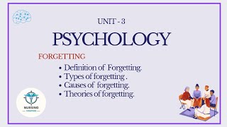 FORGETTING | COGNITIVE PROCESS | PSYCHOLOGY UNIT - 3 | B.SC NURSING 1ST SEMESTER