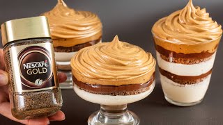 New dessert coffee mousse in 5 minutes! With cream! It's so delicious that I make it every week!