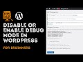 How To DISABLE or ENABLE DEBUG MODE In WordPress For Beginners? Remove Site Head Error Messages