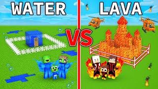 Mikey Family WATER vs JJ Family LAVA Security Base in Minecraft (Maizen)