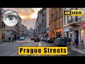 Prague Christmas streets Walking tour along the tram lines 🇨🇿 Czech Republic 4k HDR ASMR