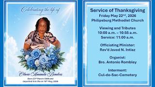 Welcome to the Thanksgiving Service for Olivia Amanda Benders.