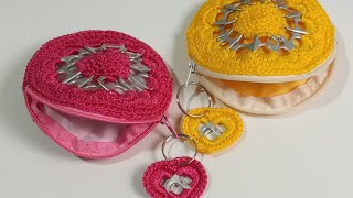 BOLSINHA PORTA MOEDA DE CROCHÊ COM LACRE 👛 - Valdenete crochê artes e reciclagem