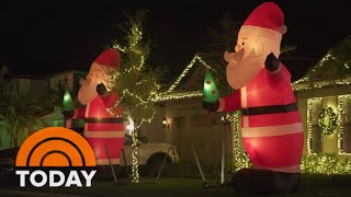 See the inflatable Santas that have taken over a small Florida town