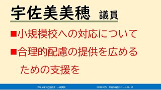 常滑市議会　令和６年第４回定例会　一般質問　宇佐美美穂議員