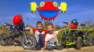 Damian and Darius Ride on Quad Bikes Motorcycle Funny Children s Car Story