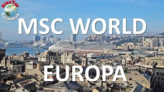 MSC WORLD EUROPA. Embarcation, Cabin 10109, deck 6, World Galleria, restaurants. AT travelog