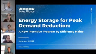 Energy Storage for Peak Demand Reduction: A New Incentive Program by Efficiency Maine (9.28.2023)