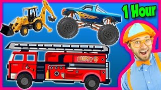 Videos for Kids 1 Hour Compilation - Fire Trucks | Monster Trucks | Backhoe - Blippi