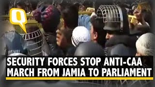 Anti-CAA Jamia Protest March Stopped by Security Forces in Okhla | The Quint