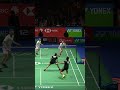 Changing racket in the middle of the rally, but win it without coming back #badminton