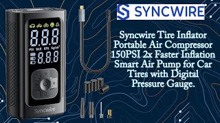 Syncwire Tire Inflator Portable Air Compressor - 150PSI 2X Faster Inflation #syncwire #emergency