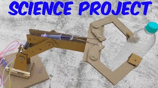 Simple Science Project For School | How to Make Hydraulic Robotic Arm from Cardboard