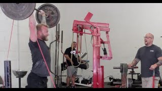 Barbell Shrugged doing Banded Cleans at Westside Barbell