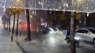 Walking in heavy rain / Seoul Korea / Rain Sound ASMR / Walk in the Rain / white noise