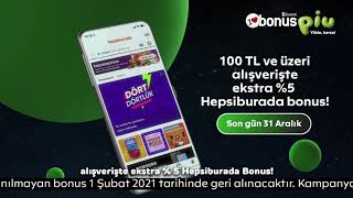 Hepsiburada'da ve tüm internet alışverişlerinde kullanabileceğiniz kartınız Bonus Piu Hepsiburada!