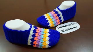 Çeyizlik Gökkuşağı Patik Modeli Yapılışı Çeyizlik Gökkuşağı Patik Modeli Yapılışı