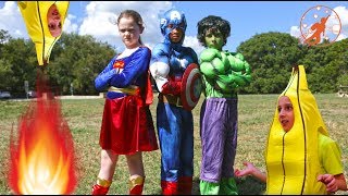 New Sky Kids Super Episode - Little Superheroes Bananas & Adventure Kids Nerf War Movie