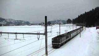 [FHD]JR東日本・上越線：越後堀之内～北堀之内駅間、EF64形＋12系/回送「ばんえつ物語号客車」走行シーン。