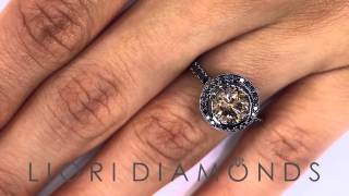 FD-233 - 2.46 Carat Natural Fancy Cognac Brown Diamond Engagement Ring 18k Black Gold