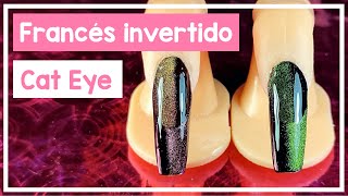 Diseño para uñas FRANCÉS con efecto CAT EYE / OJO DE GATO invertido | Muy FACIL de hacer!