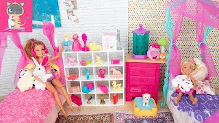 Barbie Sisters Bedroom Evening & Bedtime Routine - Chelsea School Outfit Fun Toys for Kids