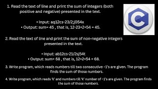 Read the text of line and print the sum of integers presented in the text | String Interpretation |C