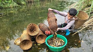 Fish trapping skills Full video 30 dáy Highland boy khai Catch fish and harvest pumpkins to sell,