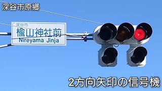 【深谷市原郷】2方向矢印の信号機 @楡山神社前