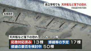 県立学校施設を安全点検　天井板などの落下の恐れ　27校で確認