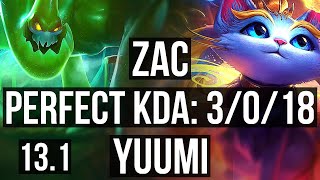 ZAC & Ez vs YUUMI & Xayah (SUP) | 3/0/18, Rank 3 Zac | KR Grandmaster | 13.1