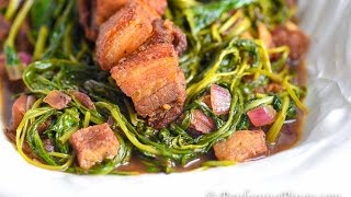 Adobong Kangkong with Fried Pork (Apan-apan)