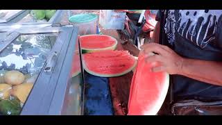 cara membelah buah semangka 🍉 ala penjual keliling