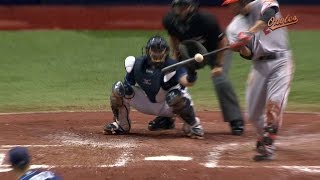 BAL@TB: Hardy lofts a double to left, plates a pair