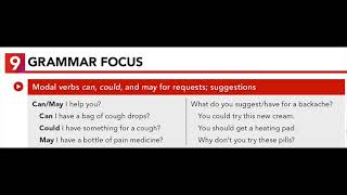 U12.9 GRAMMAR FOCUS: Modal verbs can, could, and may for requests; suggestions